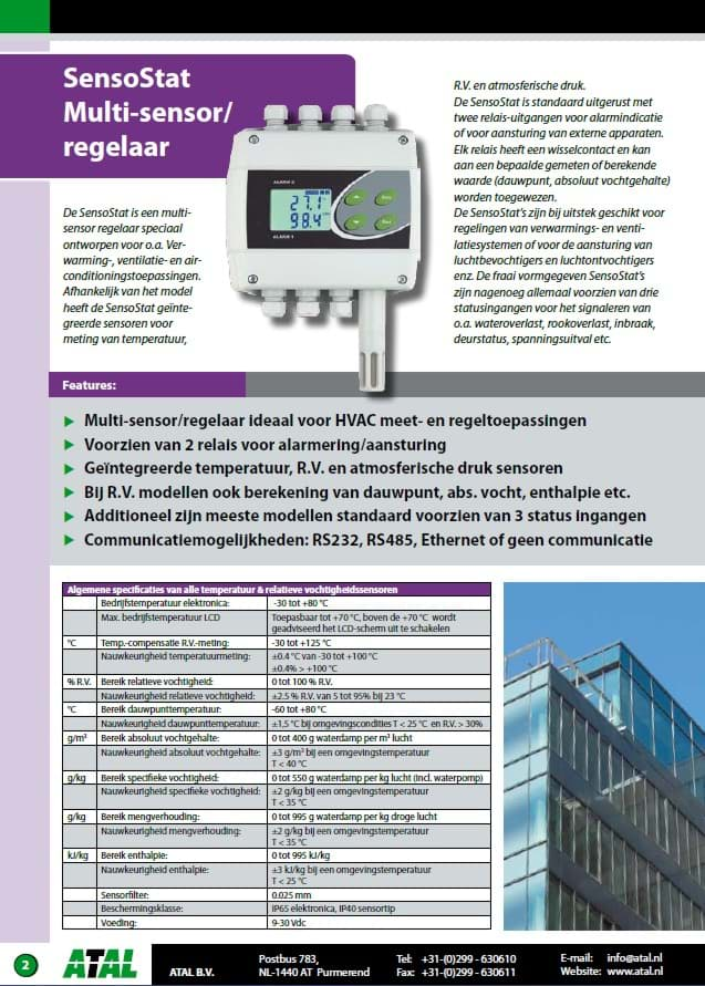 ATAL datasheet Temperatuur-RV-ATM drukregelaars